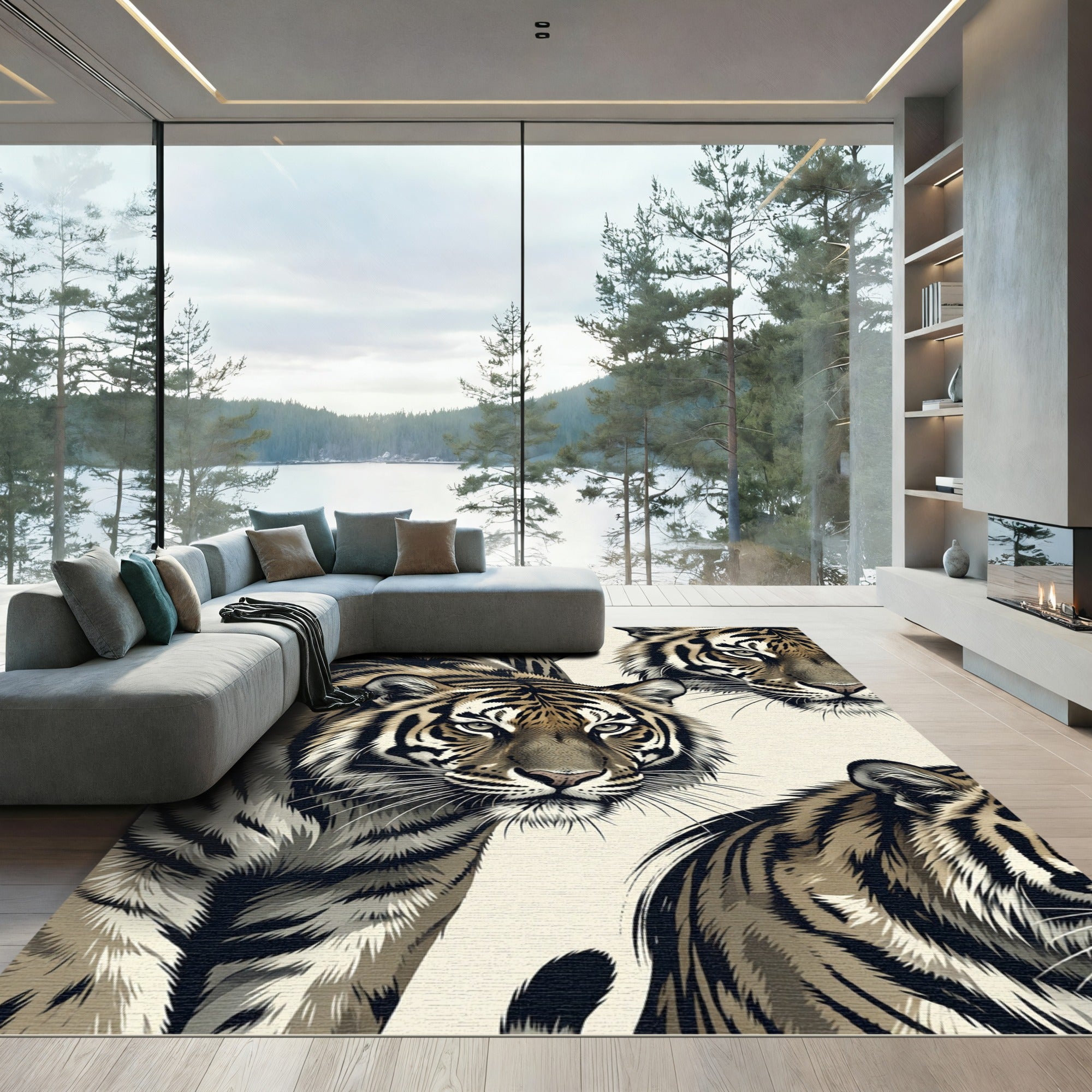 Majestic Bengal Tiger Portrait Rug