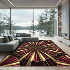 Art Deco Crimson and Gold Fan Rug