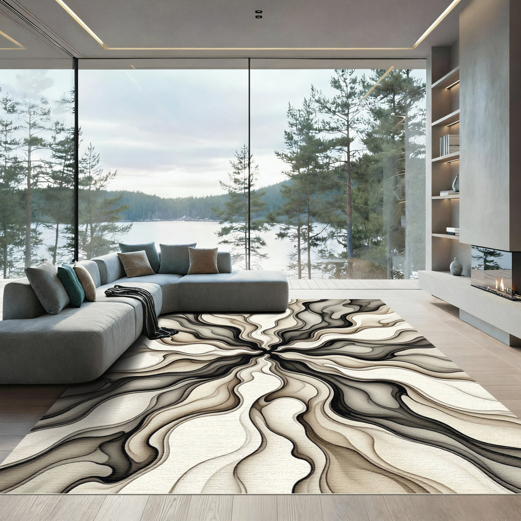 Monochromatic Flowing Abstract Radiating Rug