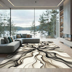 Monochromatic Flowing Abstract Radiating Rug