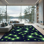 Neon Green Star Constellation Night Rug