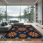 Celestial Navy Earth Tone Starburst Rug