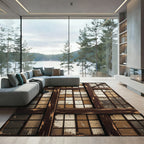Distressed Dark Wood Paned Window Rug