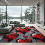 Red Spray Paint Heart Art Rug