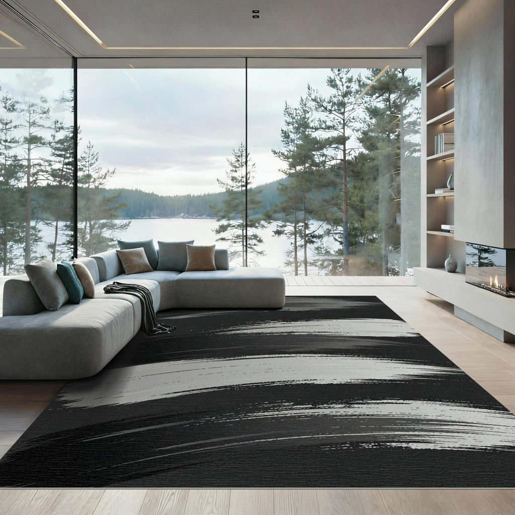 Broad Strokes Monochrome Abstract Rug