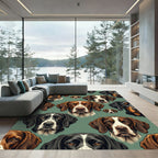 Hunting Dog Portrait Sage Green Backdrop Rug
