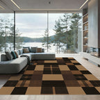 Sophisticated Brown Tonal Plaid Check Rug