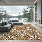 Elegant Beige Floral Interlocking Scroll Rug