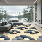 Fluffy Pom-Pom Charcoal Cream Cloud Rug