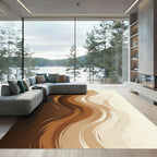Abstract Wavy Neutral Earth Tone Rug