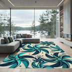 Teal Emerald Atomic Pinwheel Rug