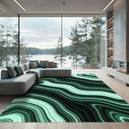 Deep Teal Swirling Agate Lines Rug