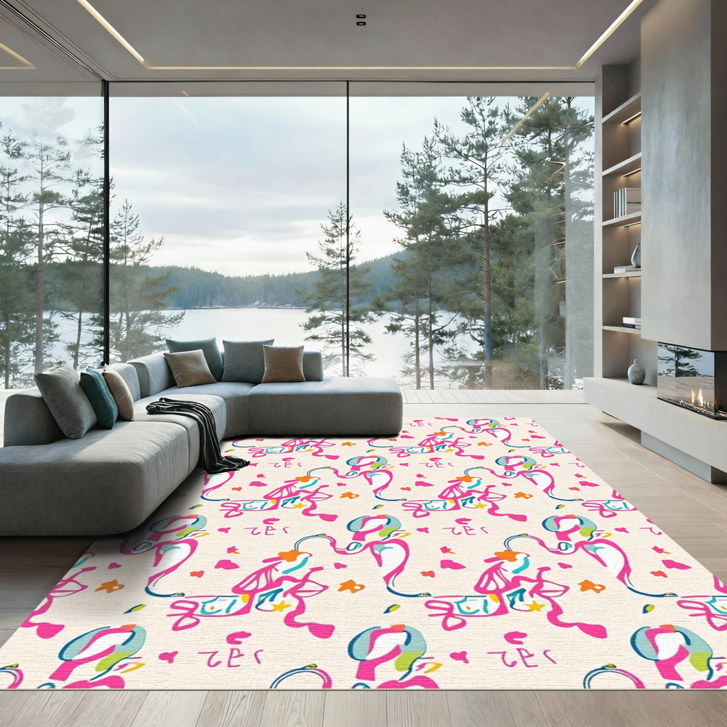 Vibrant Whimsical Figures Abstract Forms Rug