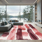 Crimson Strokes Abstract Vertical Rug