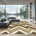Geometric Chevron Wood Grain Neutral Area Rug