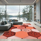 Coral Hexagons Watermelon Seeds Rug