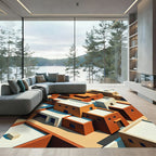 Isometric Earthy Adobe Architecture Blocks Rug