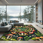 Enchanted Forest Mushroom Botanical Medallion Rug