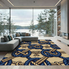 Nautical Navy Gold Rope Knots Rug