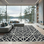 Sophisticated Ivory Geometric Intertwined Lattice Rug