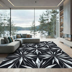 Monochromatic Crystal Starburst Geometric Tile Rug