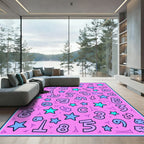 Pink Purple Star Number Collage Rug