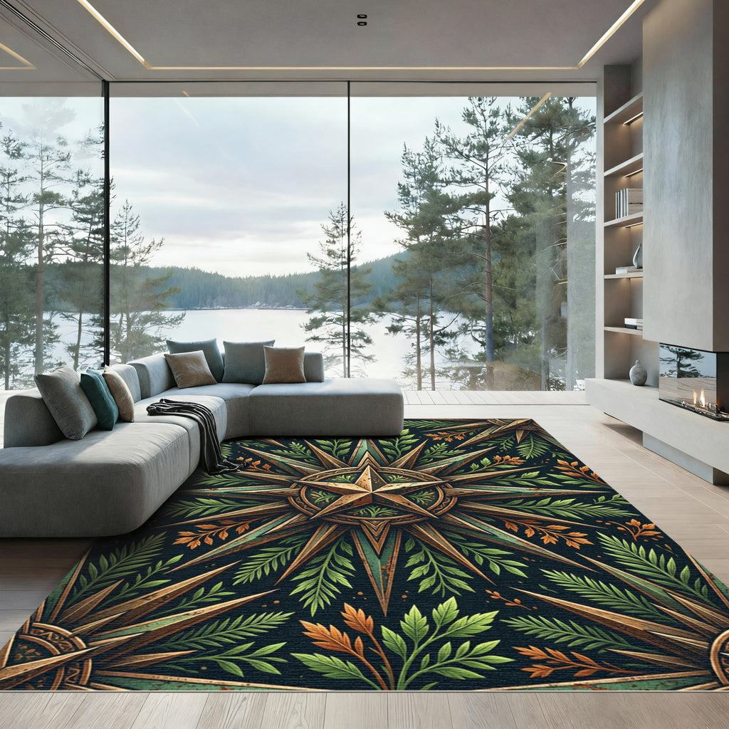 Ornate Bronze Star And Foliage Rug