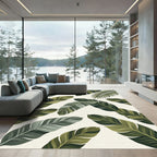 Lush Green Tropical Feather Arrangement Rug