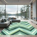 Aqua Chevron Layered Geometric Rug