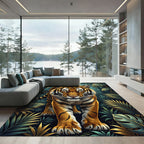 Majestic Tiger Tropical Jungle Foliage Rug