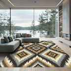 Earthy Diamond Zigzag Medallion Rug