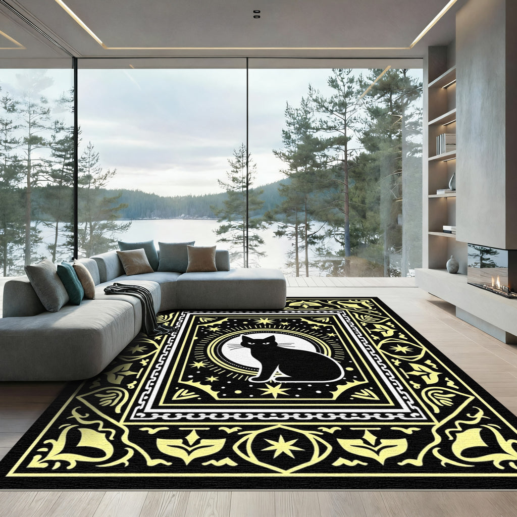 Black Cat Celestial Sunburst Rug