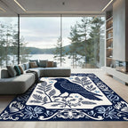 Dark Blue Crow Starry Night Border Rug