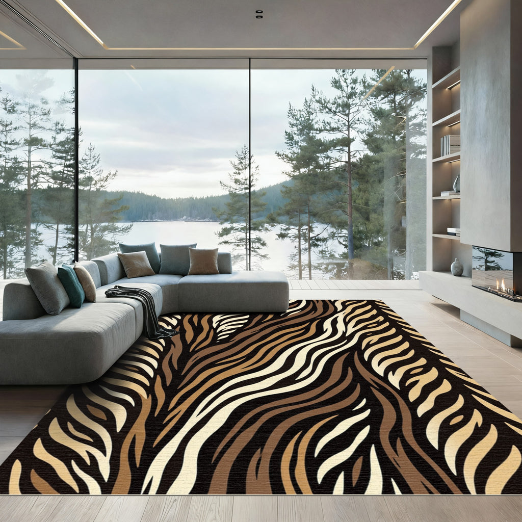 Earthy Brown Gradient Zebra Stripes Rug