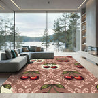Damask Chocolate Cherry Baroque Scroll Rug