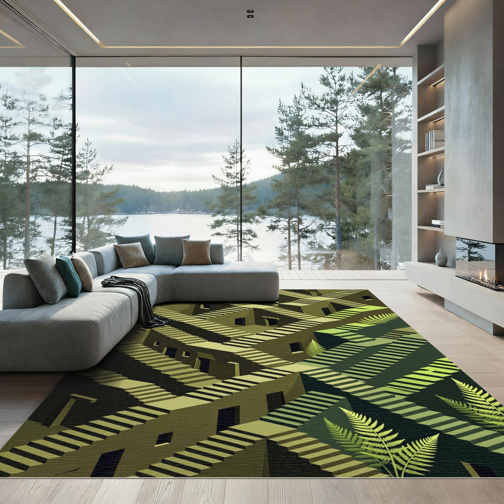 Escher Forest Illusion Stairway Rug
