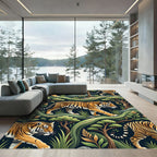 Vibrant Orange Tiger Jungle Expedition Rug