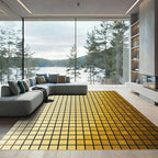 Modern Golden Gradient Grid Rug