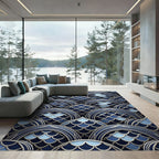 Deep Blue Layered Scale Arch Rug