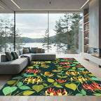 Vibrant Coral Yellow Honeysuckle Vine Rug