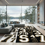 Gold and Black Varsity Number Collage Rug