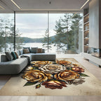 Vintage Distressed Golden Rose Bouquet Rug