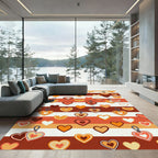 Warm Orange Heart Citrus Stripes Rug
