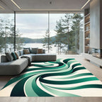 Emerald Swirl Ribbon Composition Rug