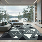 Monochromatic Geometric Triangle Abstract Composition Rug