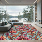 Tangerine Coral Floral Vine Rug