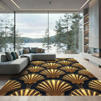 Art Deco Golden Shell Geometric Rug