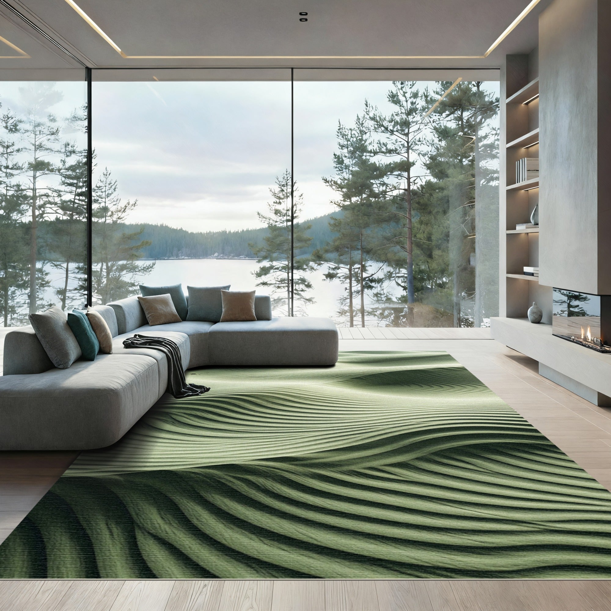 Sage Green Rippled Sand Dunes Rug