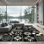Geometric Starburst Chevron Mosaic Composition Rug