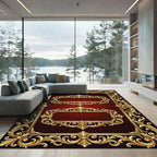 Regal Gold Ornate Flourish Frame Rug